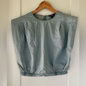 Express, soft denim top with shoulder padding